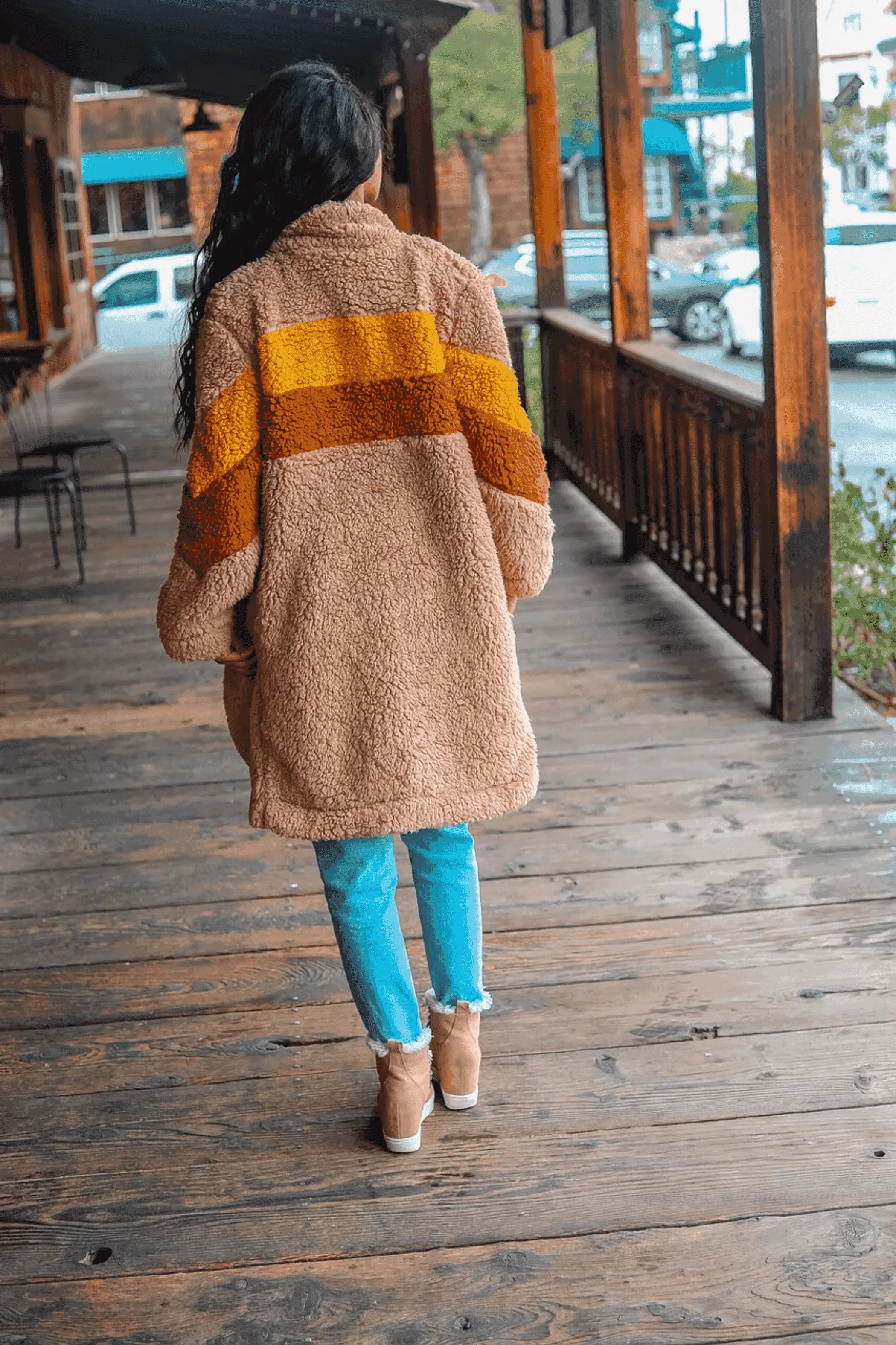 Teddy Bear Long Faux Fur Sherpa Jacket Camel SurelyMine