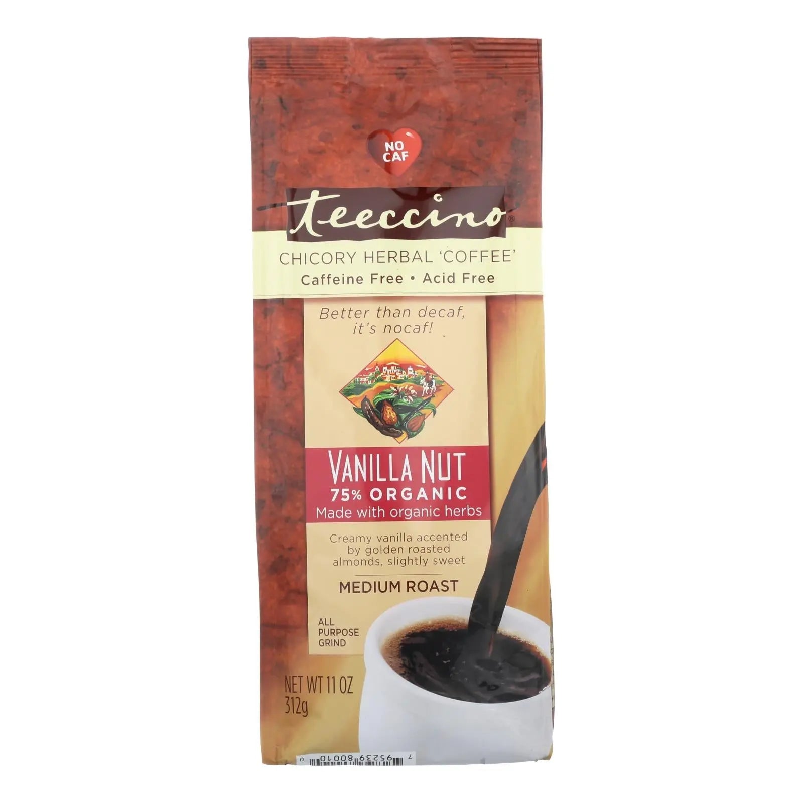 Teeccino Mediterranean Herbal Coffee Vanilla Nut - 11 Oz - Case Of 6 Teeccino