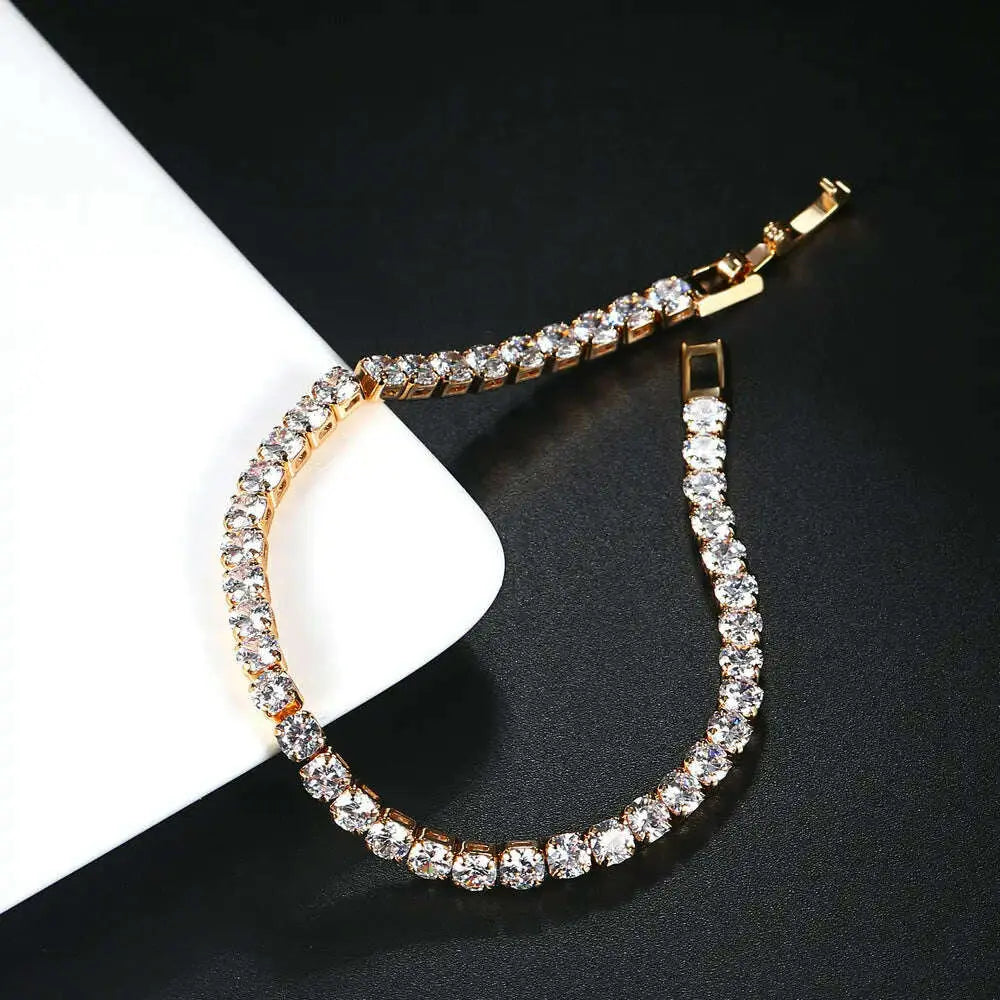 Tennis-Bracelet-Wrist-Chain-Round-Cut-Zircon-Vintage-Gold-Filled-Accessories-GreatEagleInc-334176088