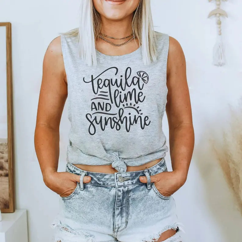 Tequila, Lime & Sunshine Summer Drinking shirt for Women Stiles Tee