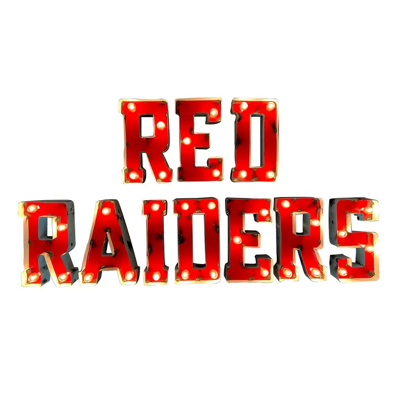 Texas Tech University "Red Raiders" Lighted Recycled Metal Wall Decor LRT SALES