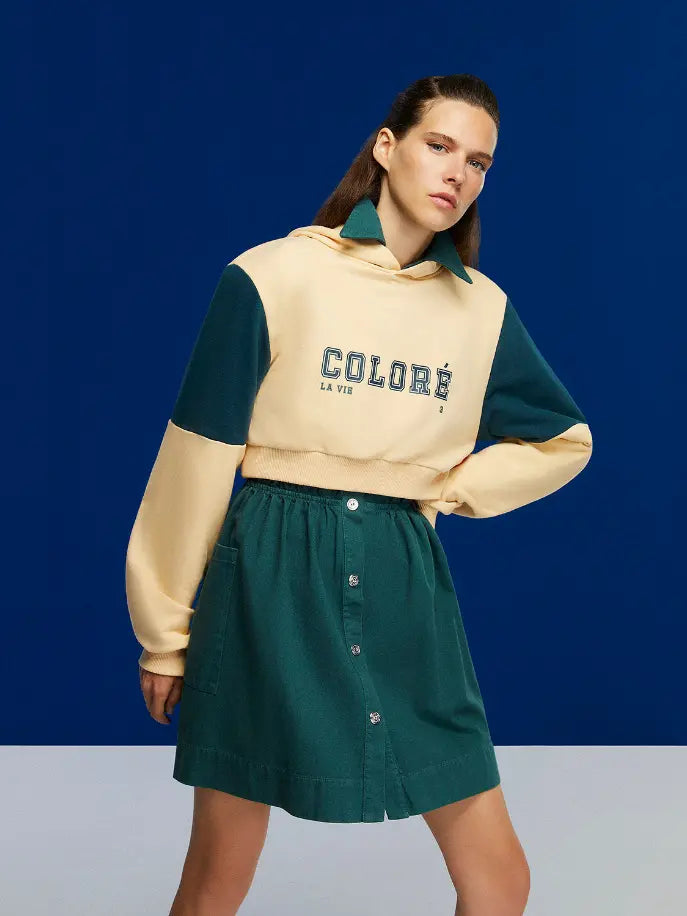 Text Print Cropped Sweatshirt Monique Store