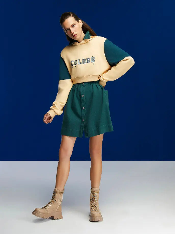 Text Print Cropped Sweatshirt Monique Store