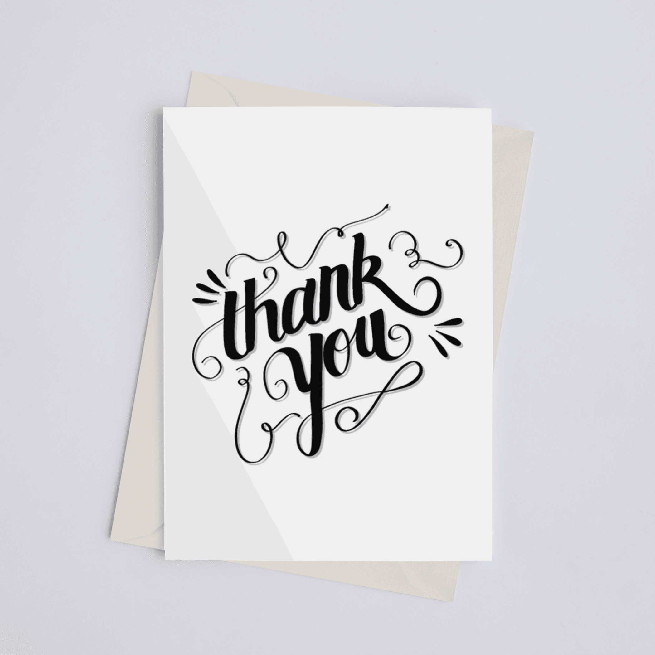 Thank You Black & White - Greeting Card Black Cat Bazaar