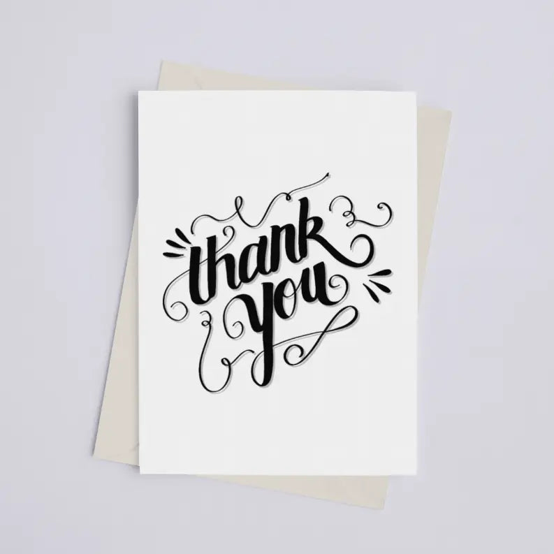 Thank You Black & White - Greeting Card Black Cat Bazaar