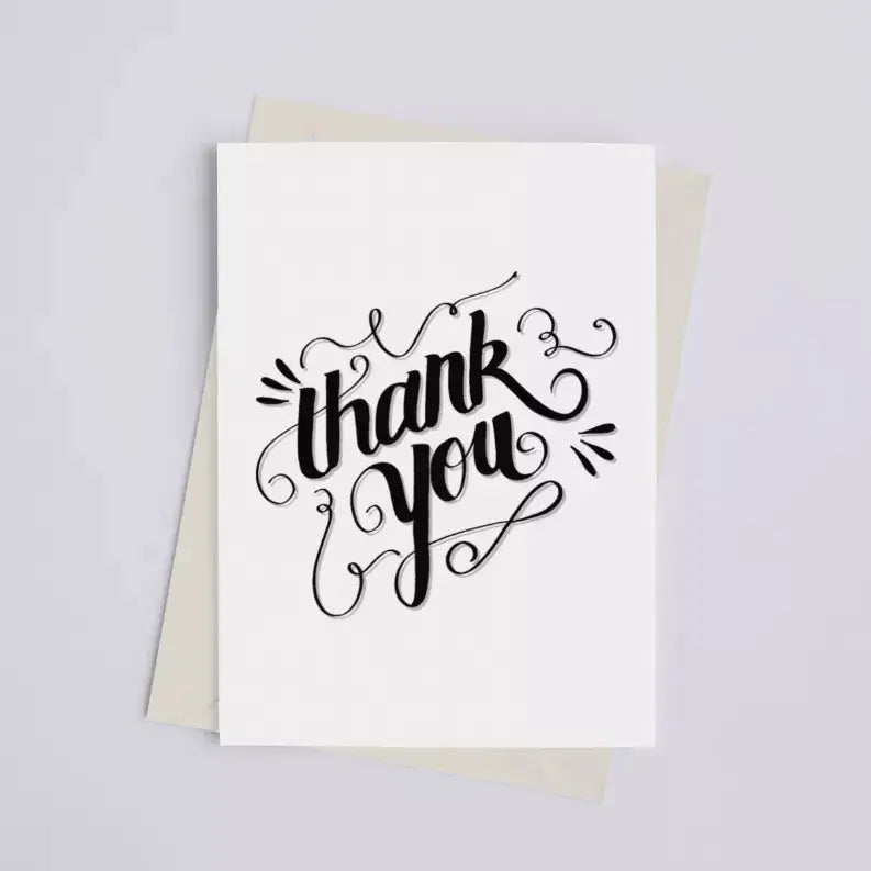 Thank You Black & White - Greeting Card Black Cat Bazaar
