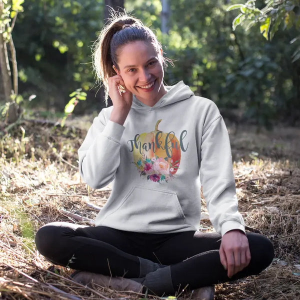 Thankful Floral Pumpkin Hoodie Dream Team Designs