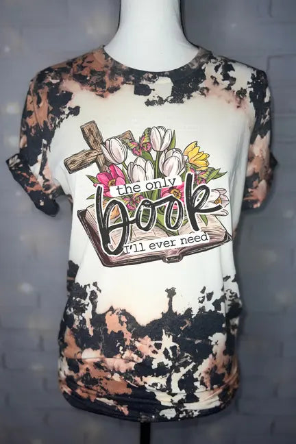 The Only Book I've Ever Need Bleached Graphic Tee The Blended Owl