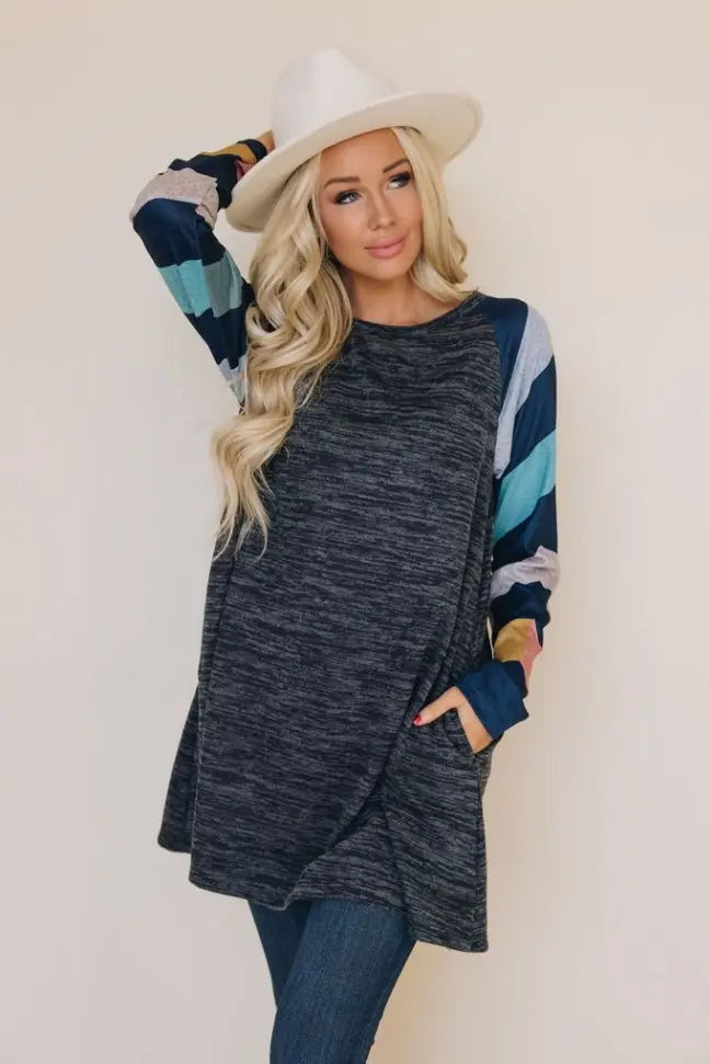 The Way It Is Striped Tunic Stay Warm in Style