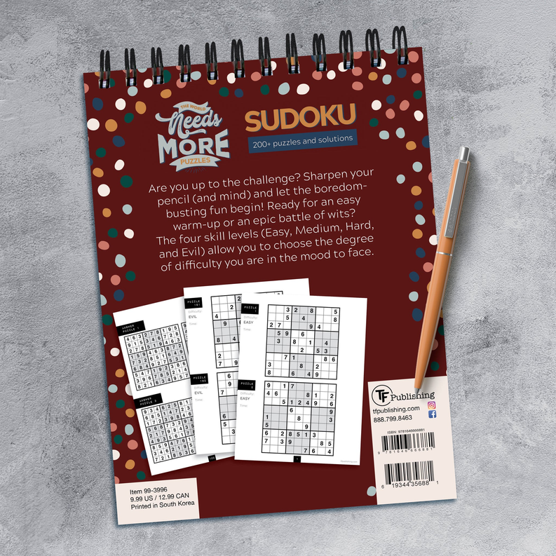 The World Needs More Sudoku Book Puzzle Pad TF Publishing