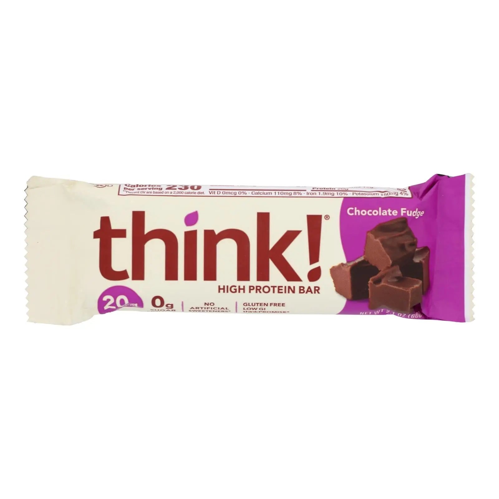 Think Products Thin Bar - Chocolate Fudge - Case Of 10 - 2.1 Oz Think!