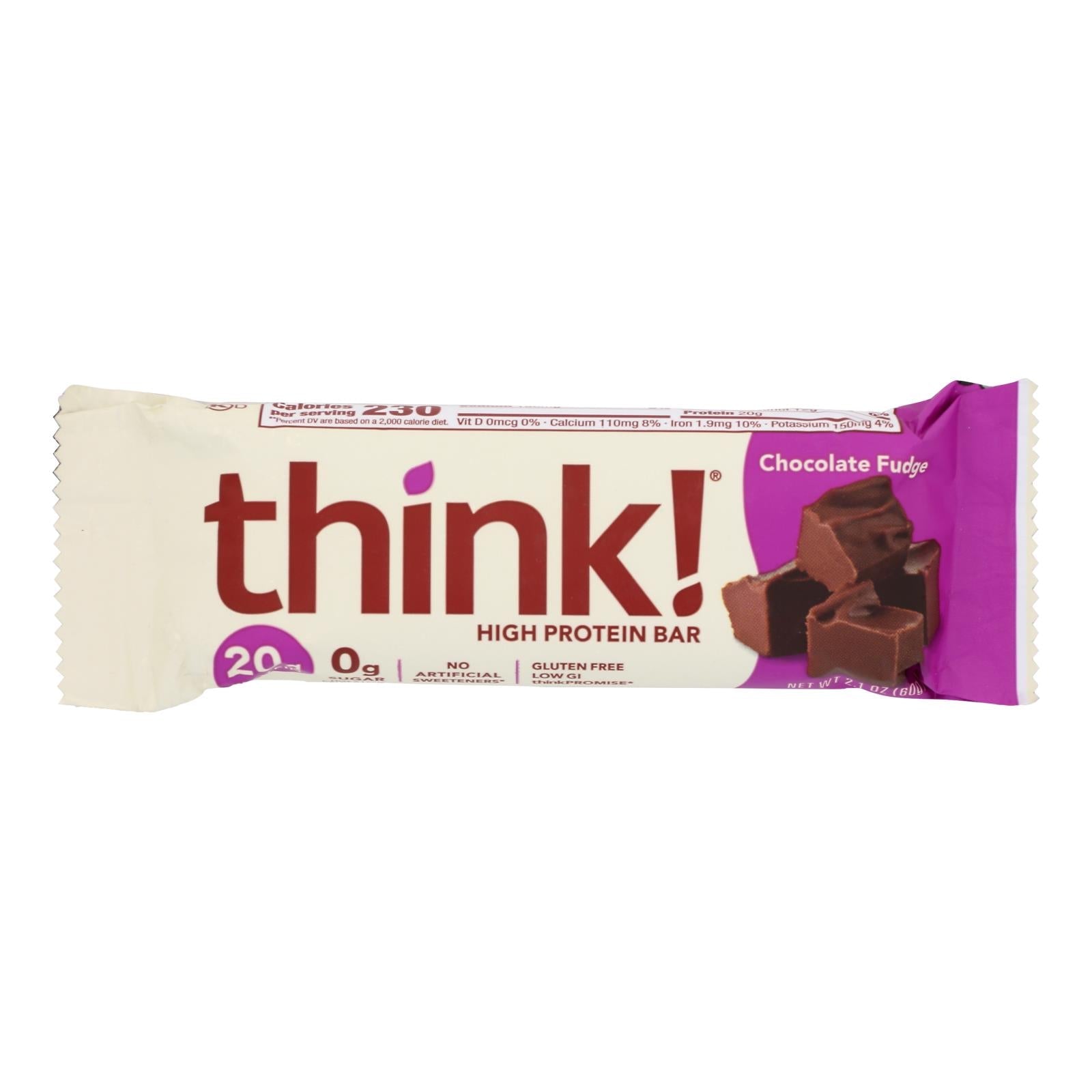Think Products Thin Bar - Chocolate Fudge - Case Of 10 - 2.1 Oz Think!