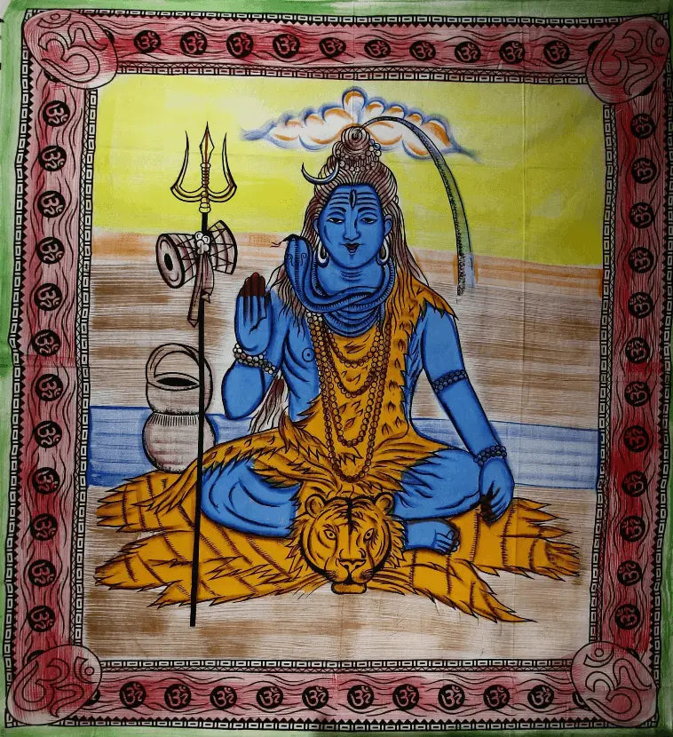 Third Eye Shiva with Trishul & Om Tapestry Wild Lotus