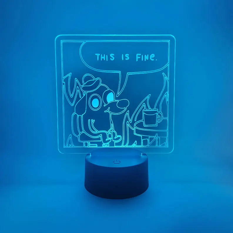This is Fine LED Light | Comic Strip Dog Lamp | Novelty Gift The 308 Collective