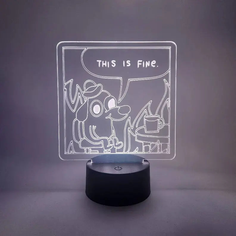This is Fine LED Light | Comic Strip Dog Lamp | Novelty Gift The 308 Collective