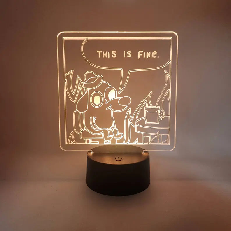 This is Fine LED Light | Comic Strip Dog Lamp | Novelty Gift The 308 Collective