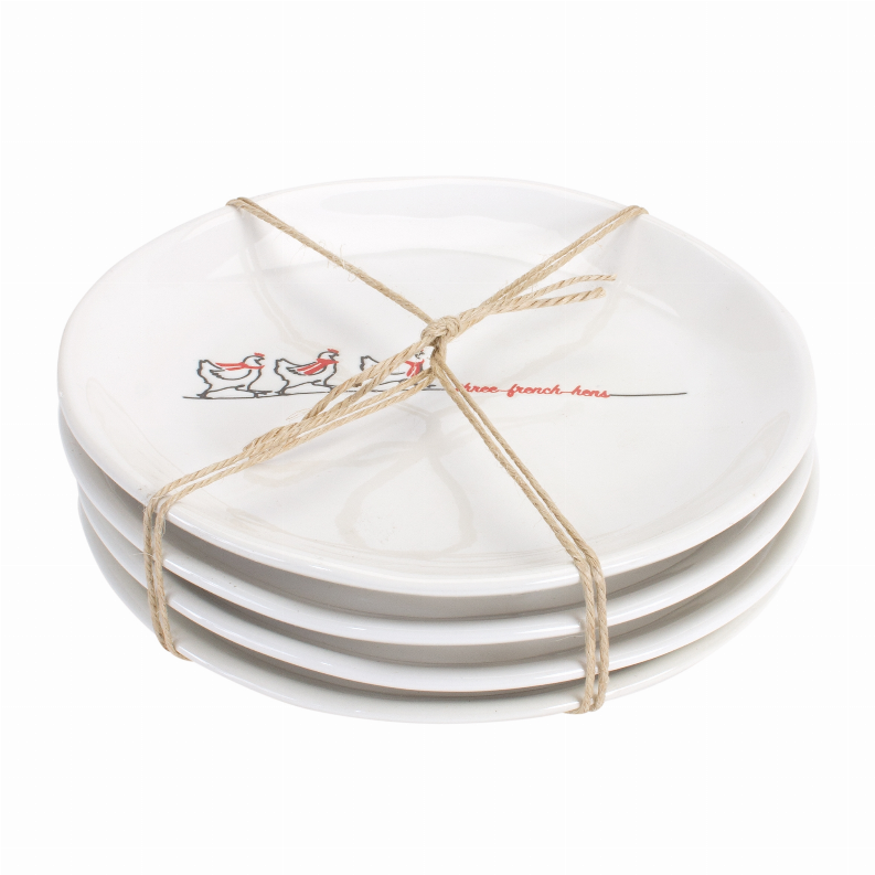Three French Hens Plate (Set of 4) 6.5"D Stoneware Melrose Intl.
