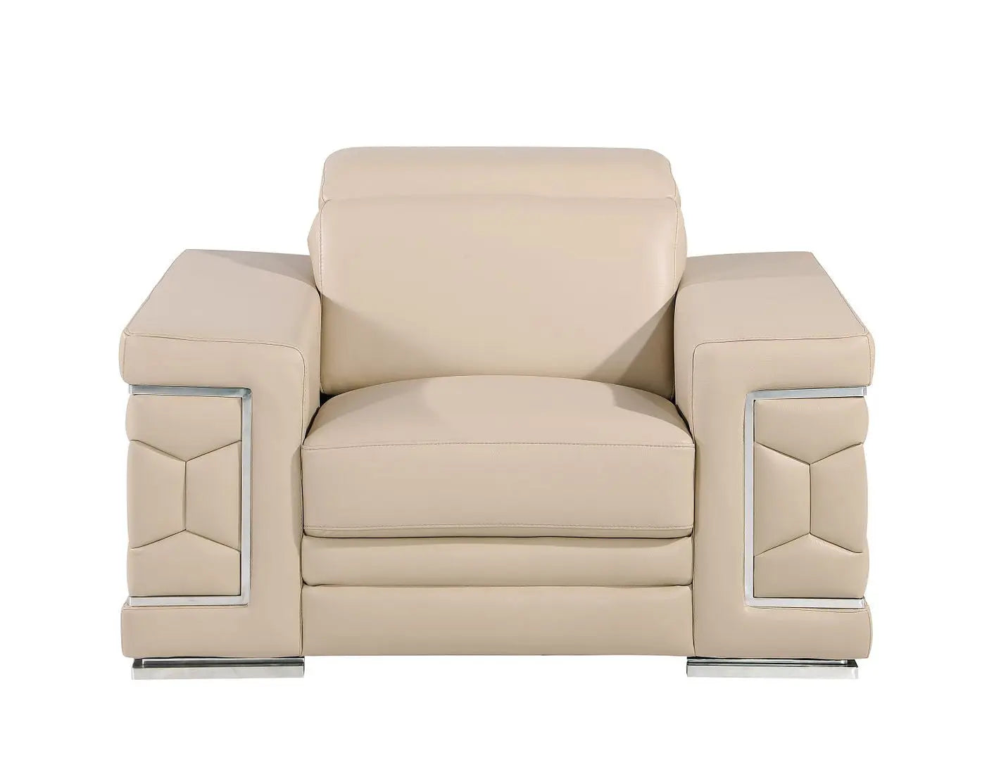 Three Piece Beige Genuine Leather Six Person Seating Set Homeroots Living Room