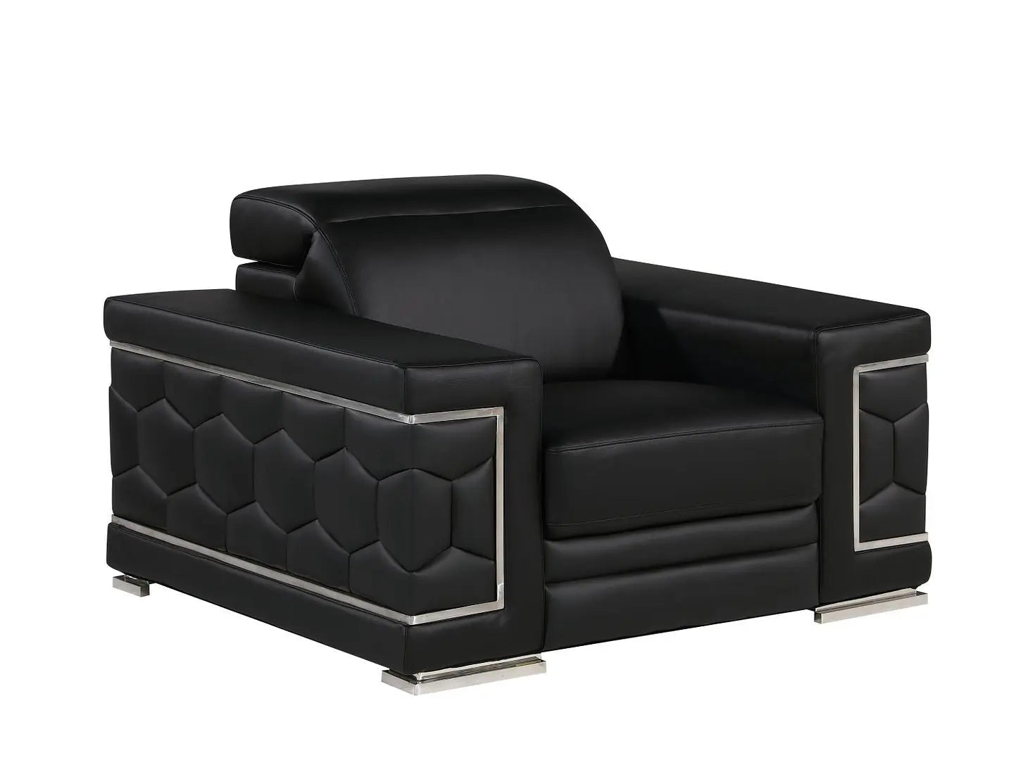 Three Piece Black Genuine Leather Six Person Seating Set Homeroots Living Room