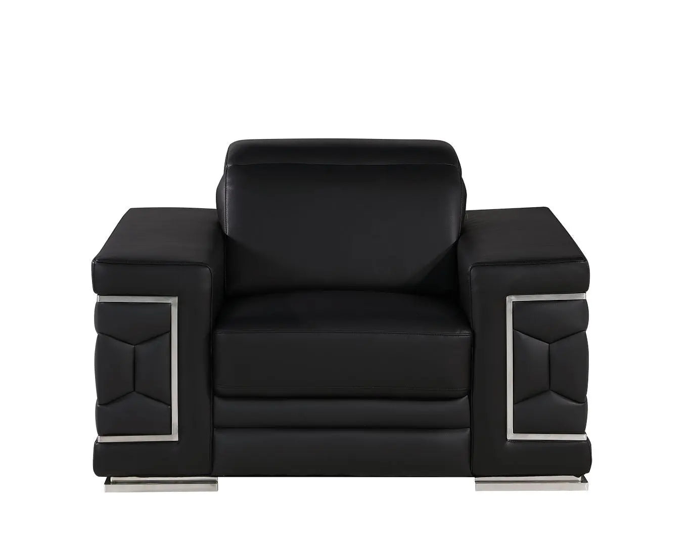 Three Piece Black Genuine Leather Six Person Seating Set Homeroots Living Room