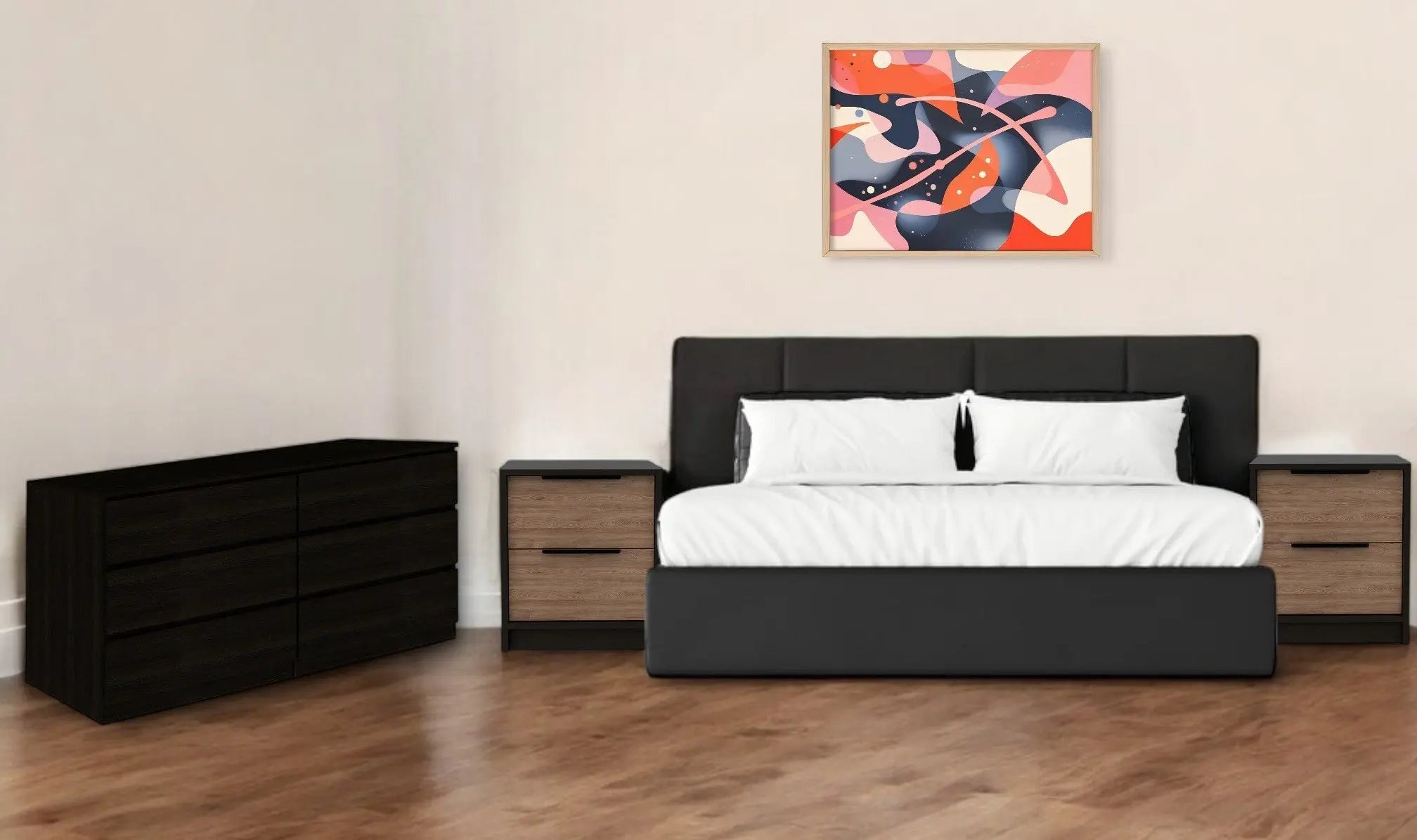 Three Piece Brown and Black Bedroom Set Homeroots Bed & Bath