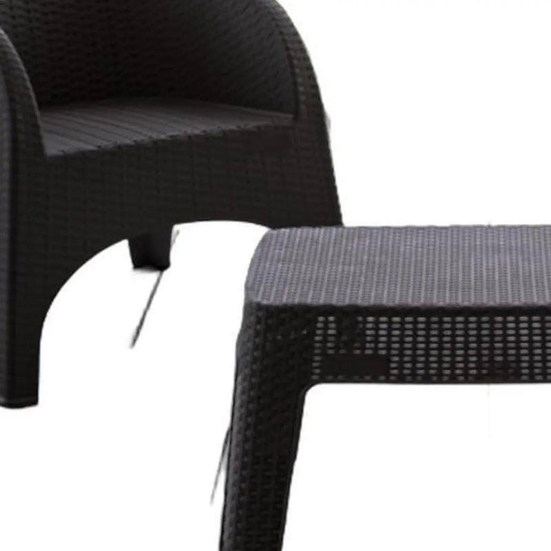 Three Piece Espresso Plastic Two Person Seating Group With Table Homeroots Outdoor