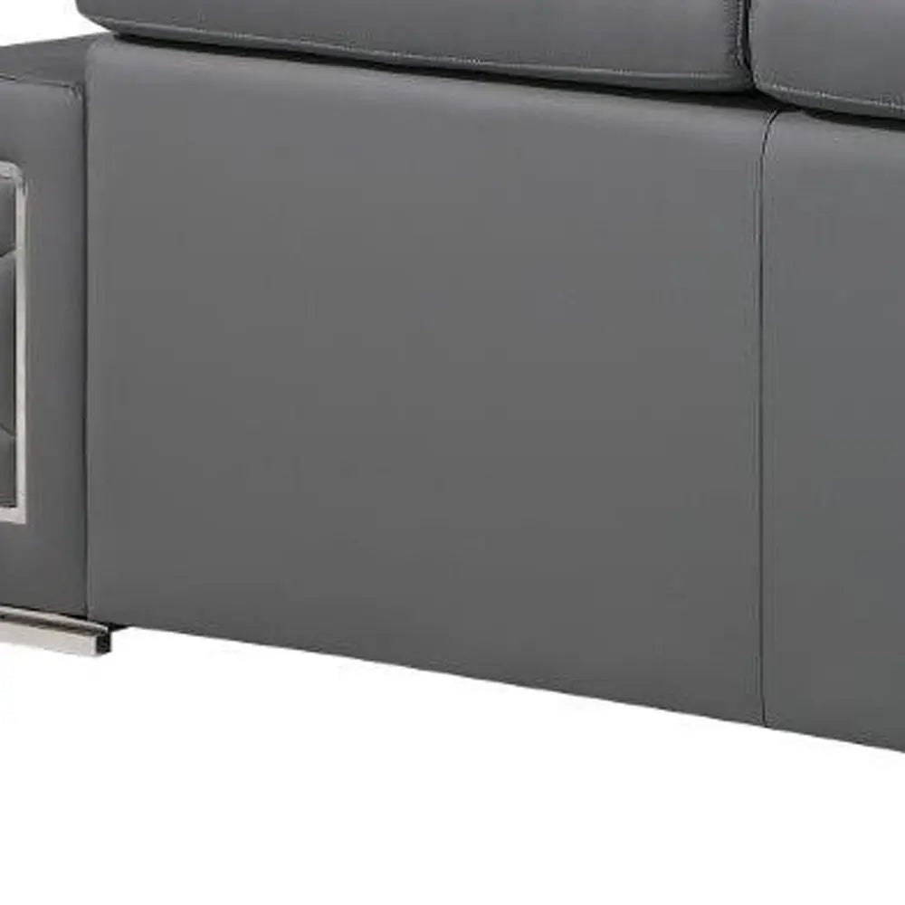 Three Piece Gray Genuine Leather Six Person Seating Set Homeroots Living Room