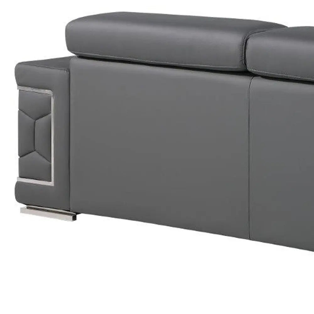 Three Piece Gray Genuine Leather Six Person Seating Set Homeroots Living Room