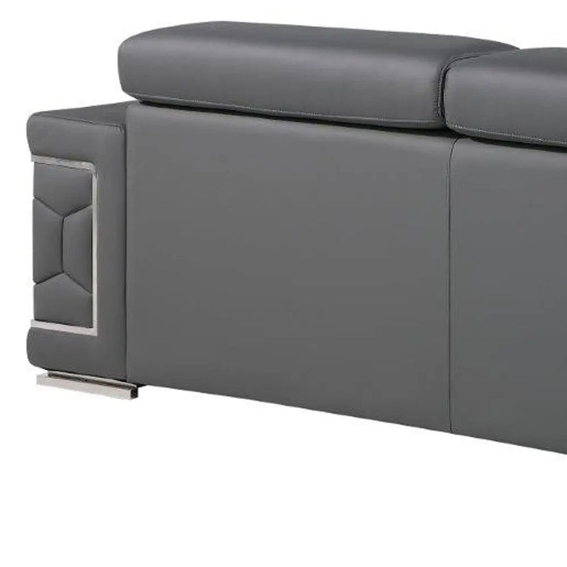 Three Piece Gray Genuine Leather Six Person Seating Set Homeroots Living Room