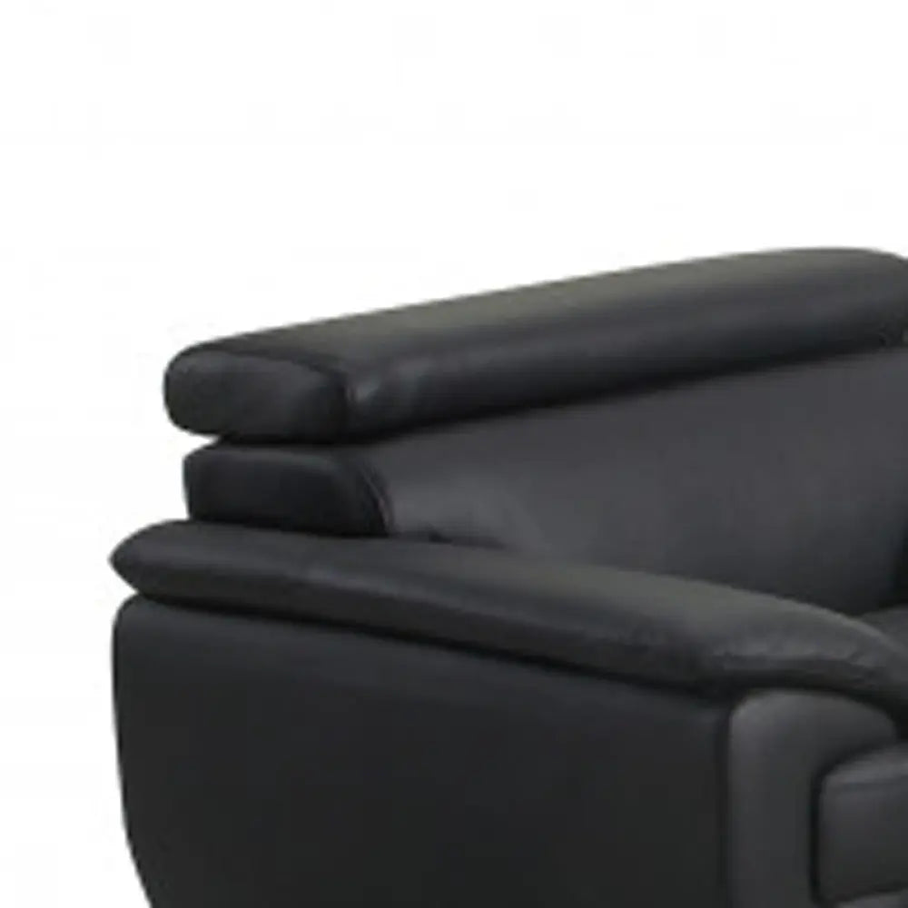 Three Piece Indoor Black Genuine Leather Six Person Seating Set Homeroots Living Room