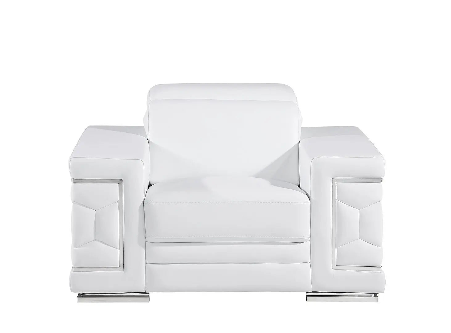 Three Piece White Genuine Leather Six Person Seating Set Homeroots Living Room