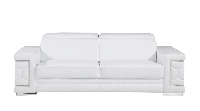 Three Piece White Genuine Leather Six Person Seating Set Homeroots Living Room