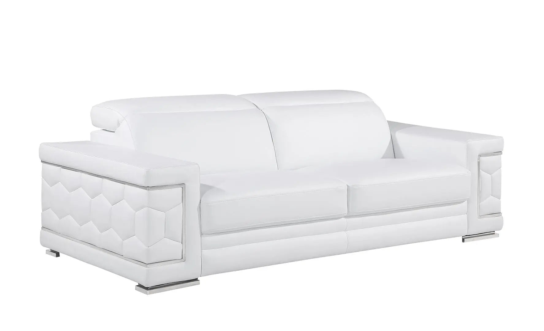 Three Piece White Genuine Leather Six Person Seating Set Homeroots Living Room