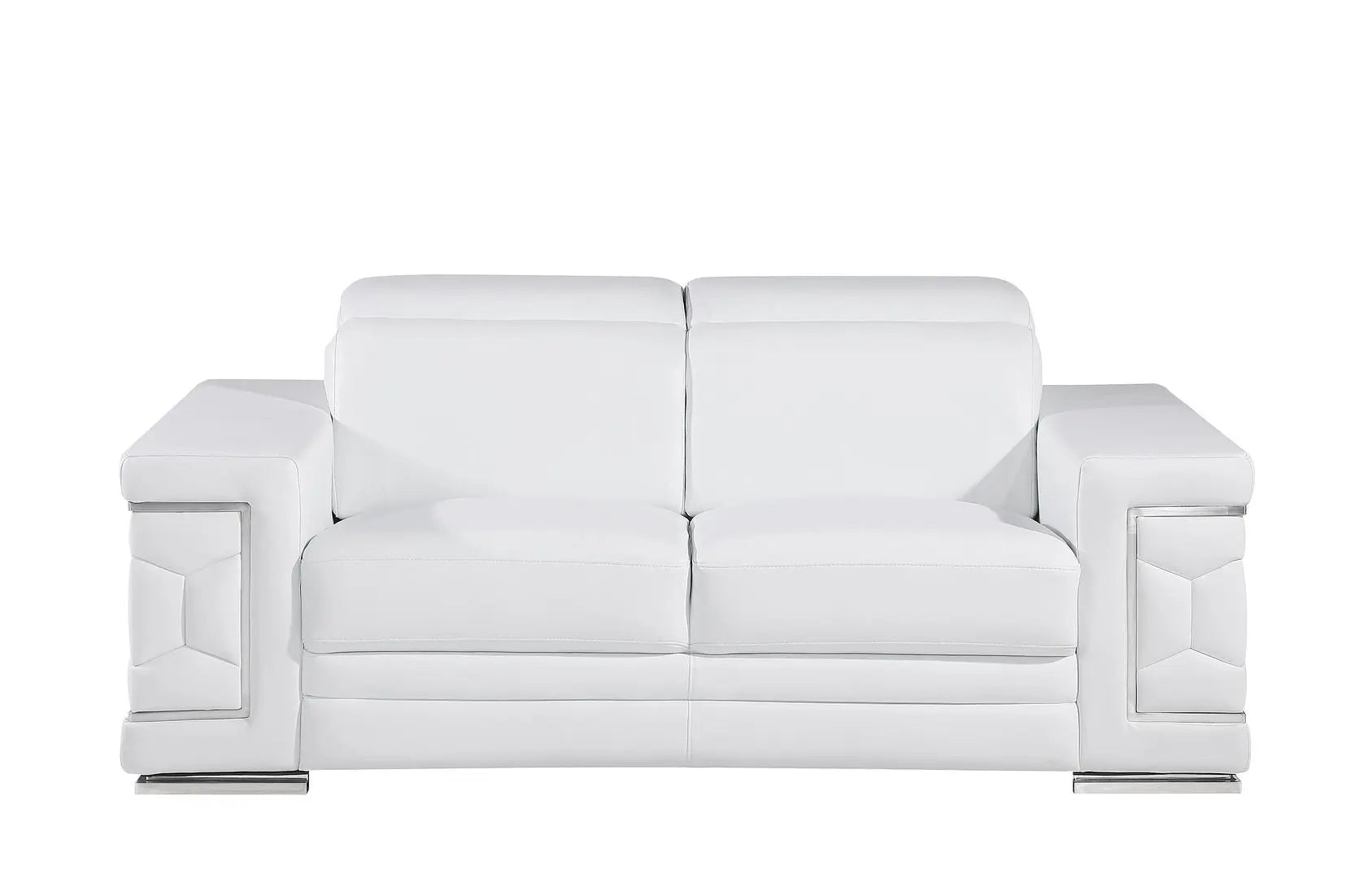 Three Piece White Genuine Leather Six Person Seating Set Homeroots Living Room