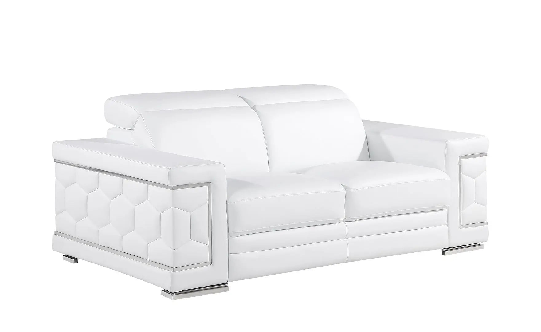 Three Piece White Genuine Leather Six Person Seating Set Homeroots Living Room