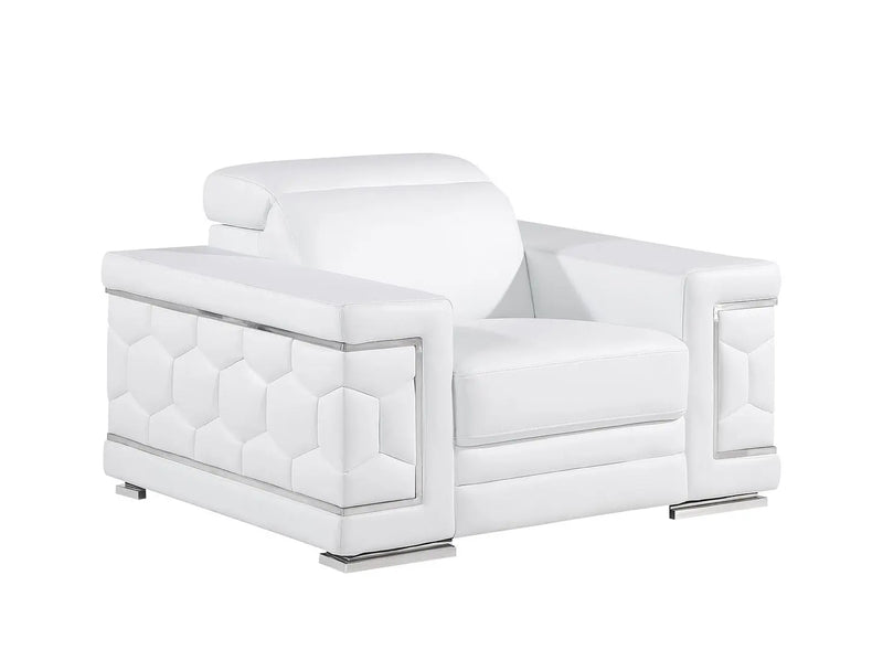 Three Piece White Genuine Leather Six Person Seating Set Homeroots Living Room