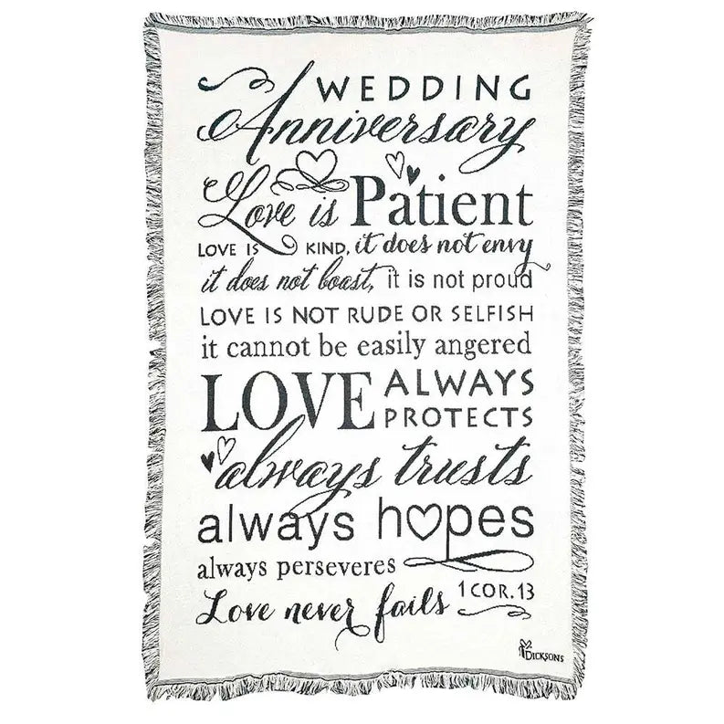 Throw Anniversary Love Is Patient 1 Cor. Dicksons Inc
