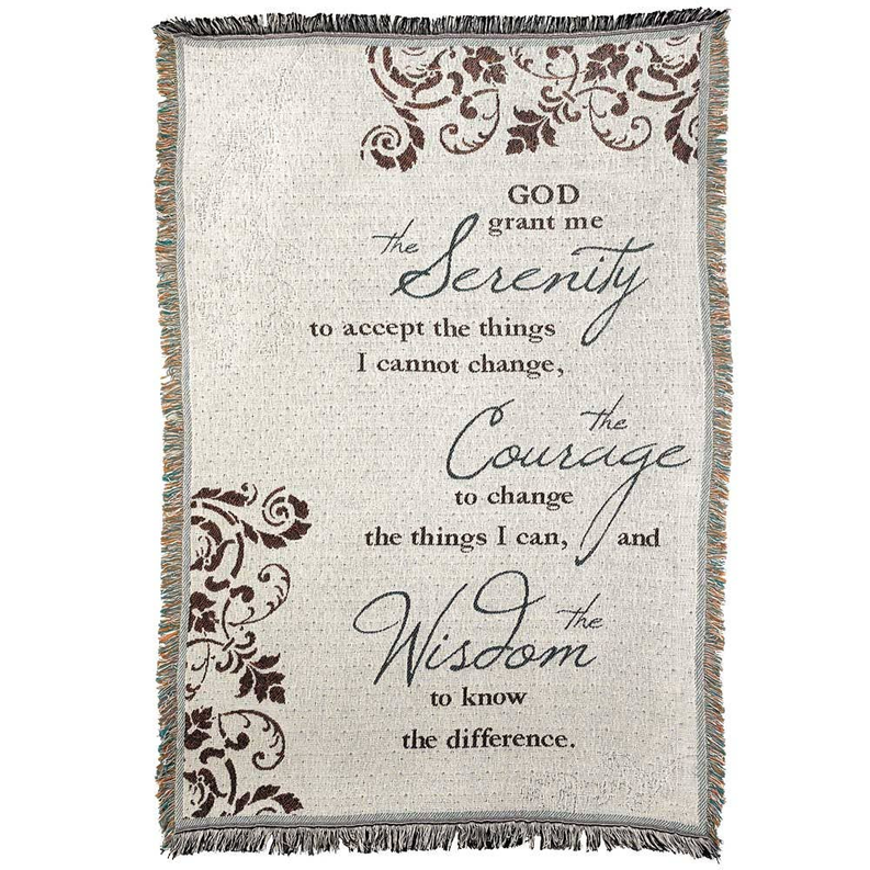 Throw Serenity Prayer Brn/Nat Cotton Dicksons Inc