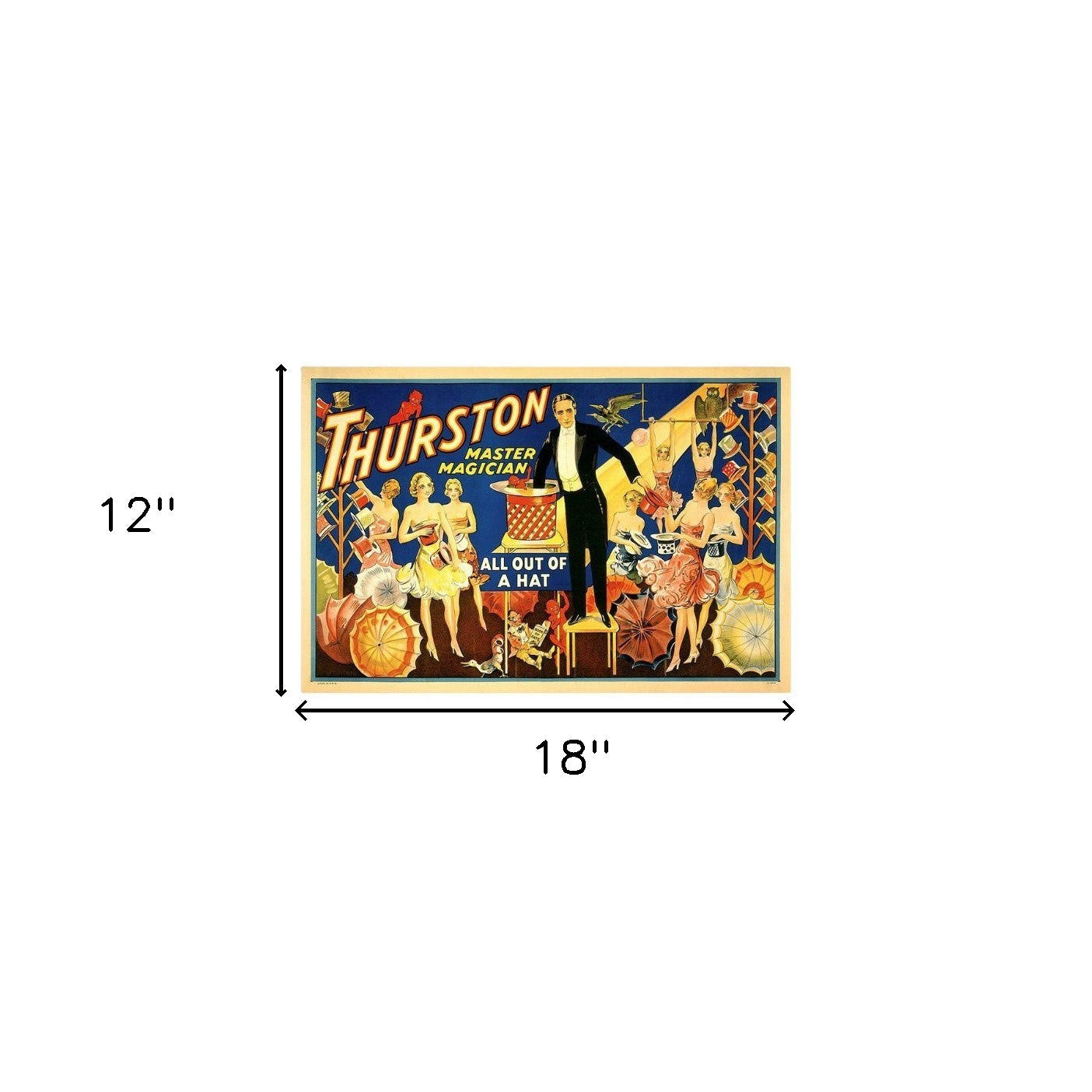 Thurston Out Of A Hat Vintage Magic Unframed Print Wall Art - GreatEagleInc
