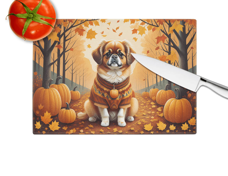 Tibetan Spaniel Fall Glass Cutting Board Caroline's Treasures