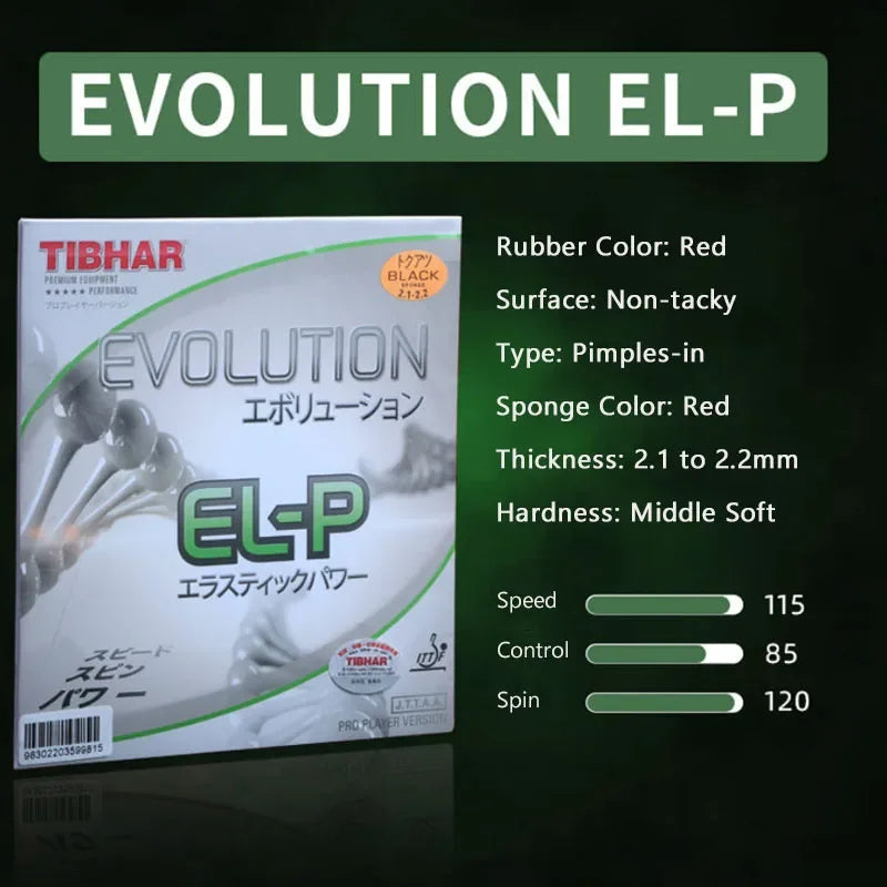 Tibhar-Evolution EL-P Table Tennis Rubber, Professional Non-Toxic Pimples-in Ping Pong Rubber for Quick Attack GreatEagleInc