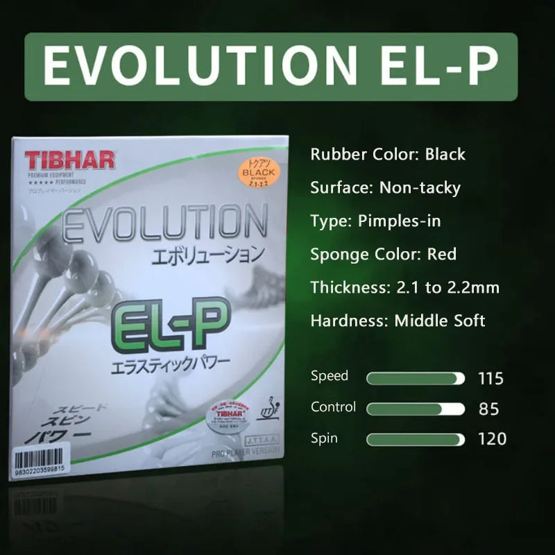 Tibhar-Evolution EL-P Table Tennis Rubber, Professional Non-Toxic Pimples-in Ping Pong Rubber for Quick Attack GreatEagleInc