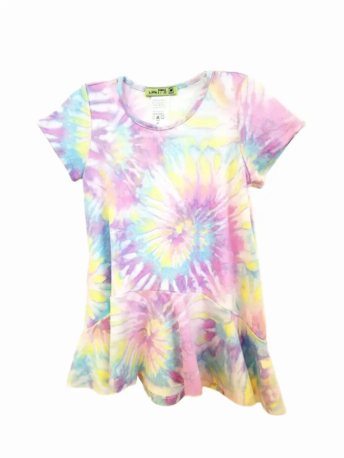 Tie Dye Tunic ft Curved Ruffled Hemline Little Mass