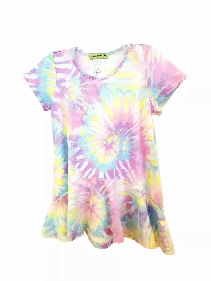 Tie Dye Tunic ft Curved Ruffled Hemline Little Mass