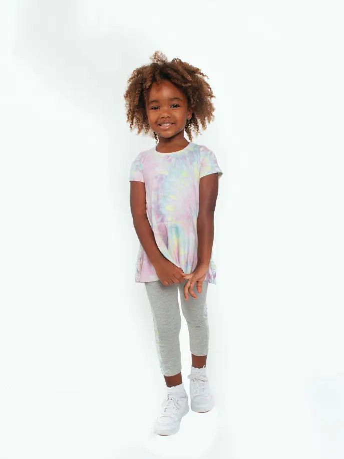 Tie Dye Tunic ft Curved Ruffled Hemline Little Mass