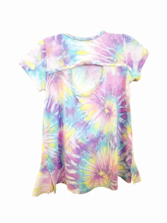 Tie Dye Tunic ft Curved Ruffled Hemline Little Mass
