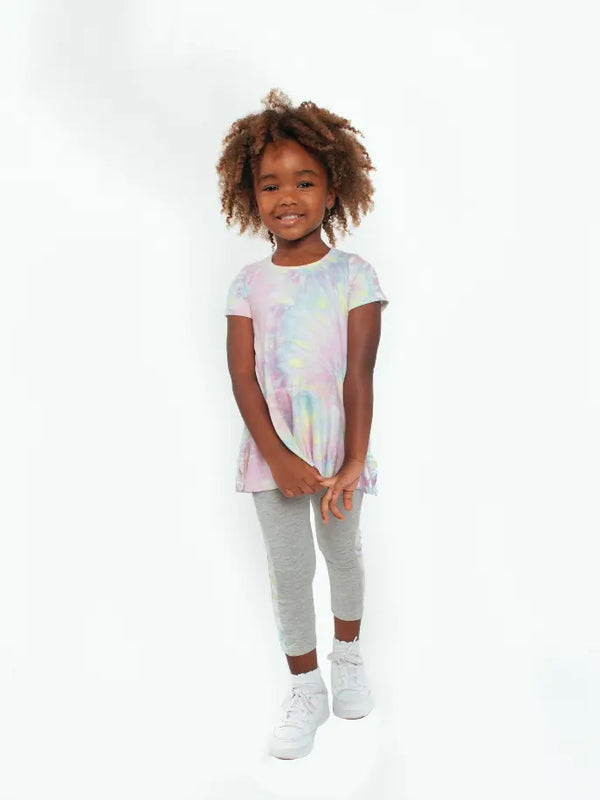 Tie Dye Tunic ft Curved Ruffled Hemline Little Mass