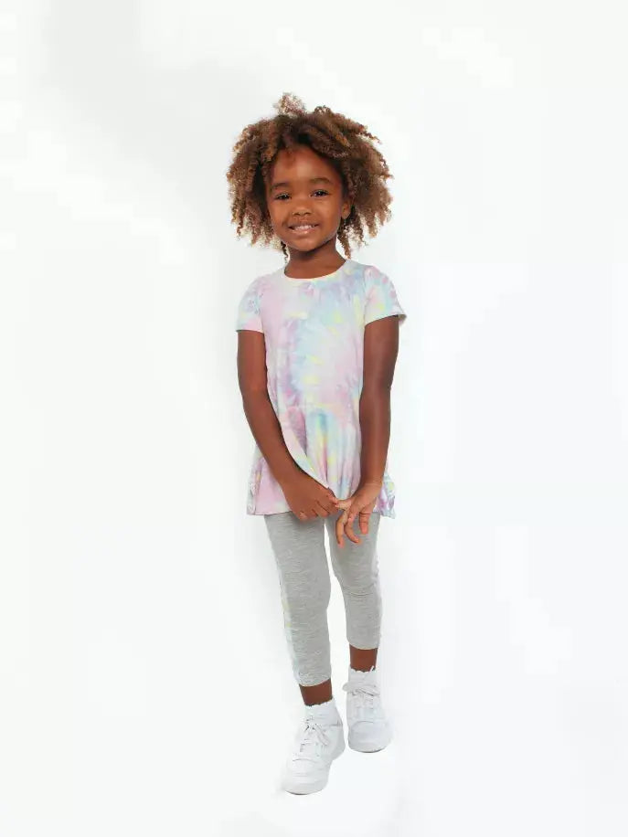 Tie Dye Tunic ft Curved Ruffled Hemline Little Mass