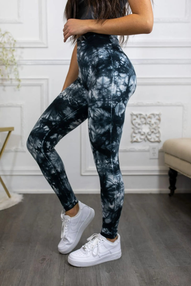 Tie Dye Wide Waistband High Quality Cotton Leggings SurelyMine