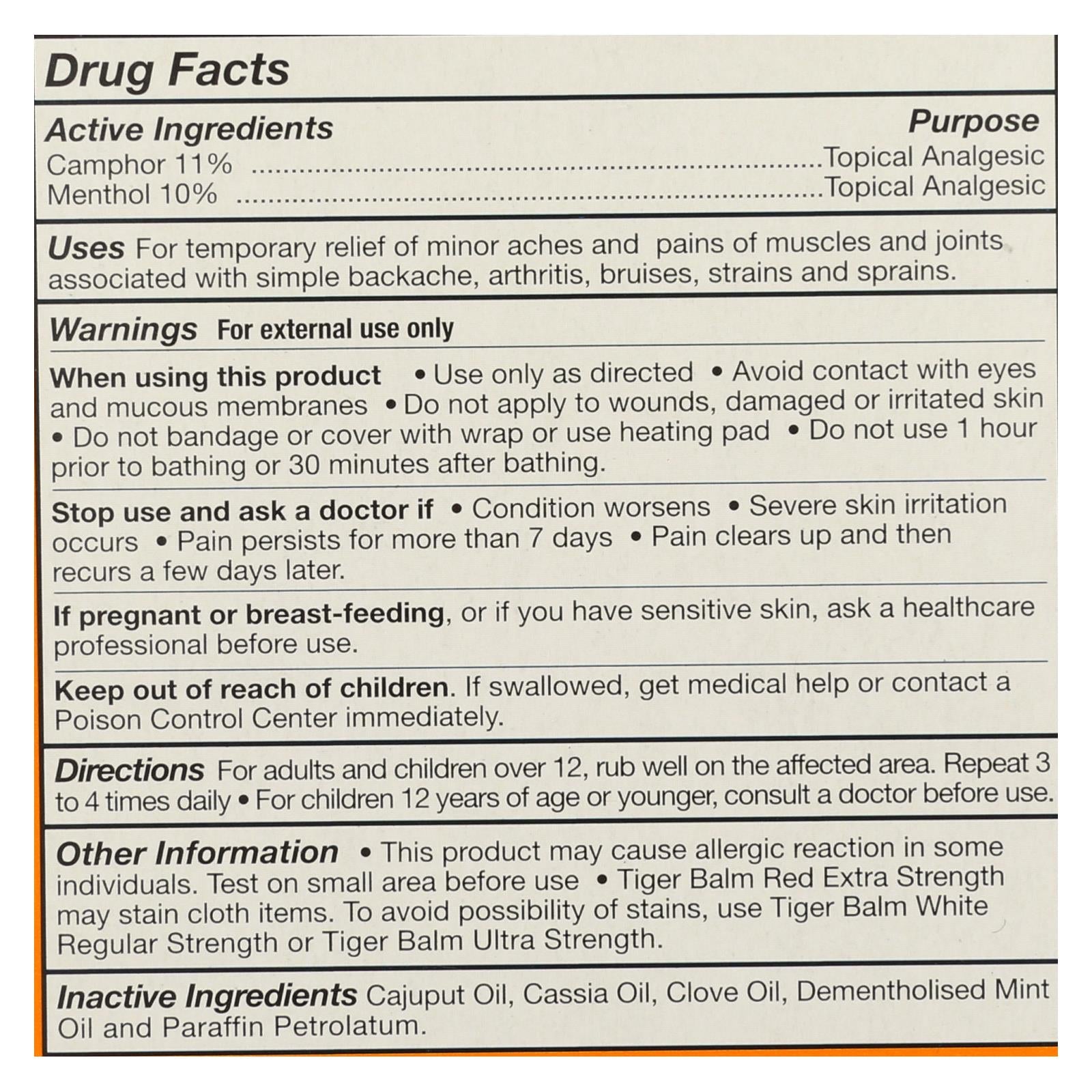 Tiger Balm Extra Strength Pain Relieving Ointment - 0.63 Oz - Case Of 6 Tiger Balm